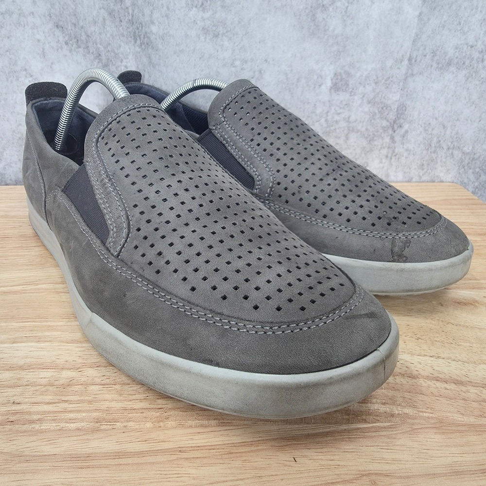 Ecco Shoes Mens US 11 EU 45 Collin 2.0 Gray Perforated Slip On Casual Sneakers - Picture 2 of 13